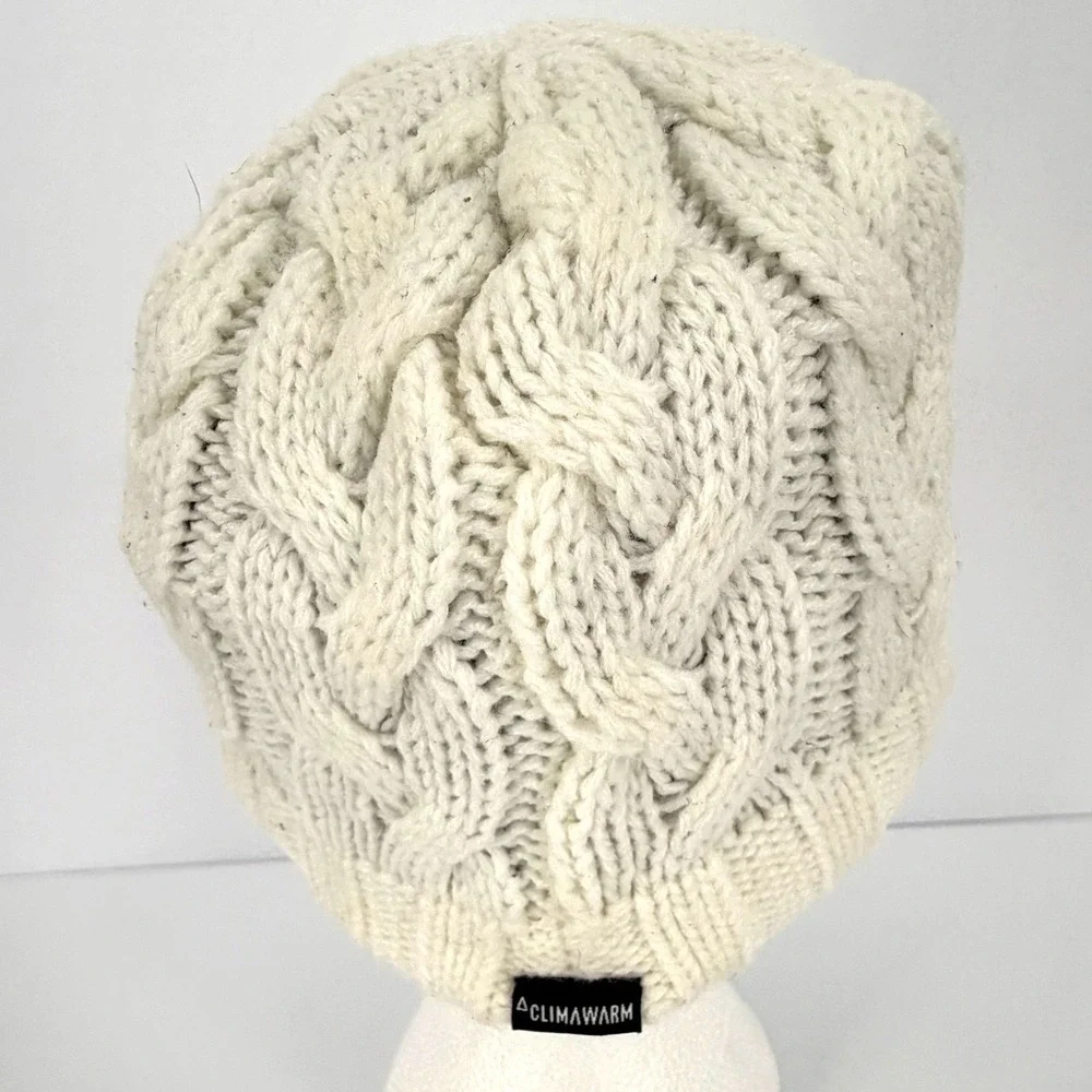 Adidas ClimaWarm Womens Cable Knit Visor Beanie Hat Lot Gray Ivory